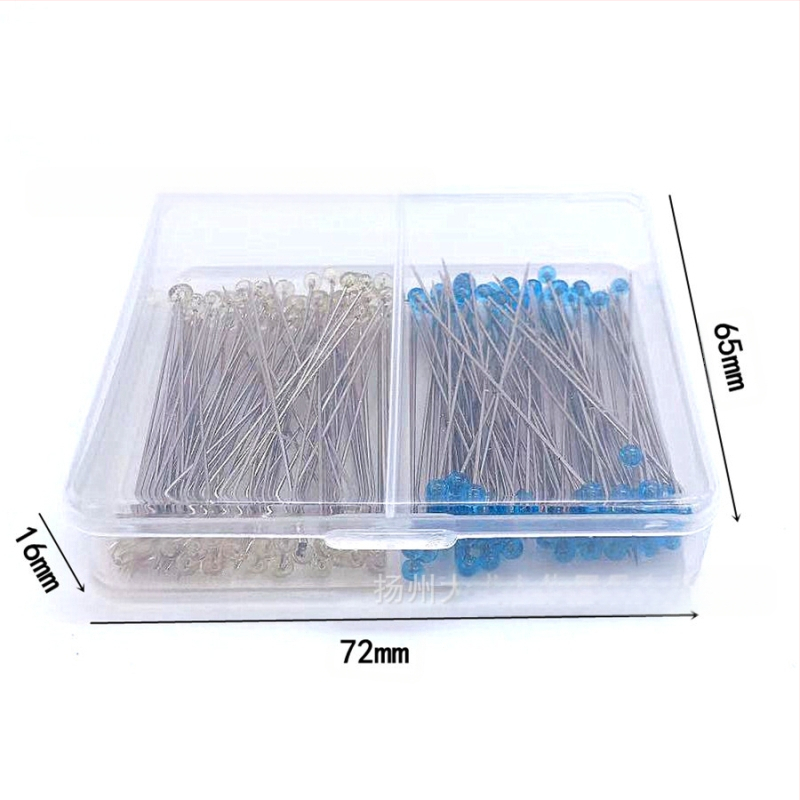 PinGuru igla za šivanje s staklenim perlama – pozicionirajuća, ultra tanka, velika glava, može se peglati; prilagodba dostupna; 400 kutija po kartonu; bruto težina 31 g