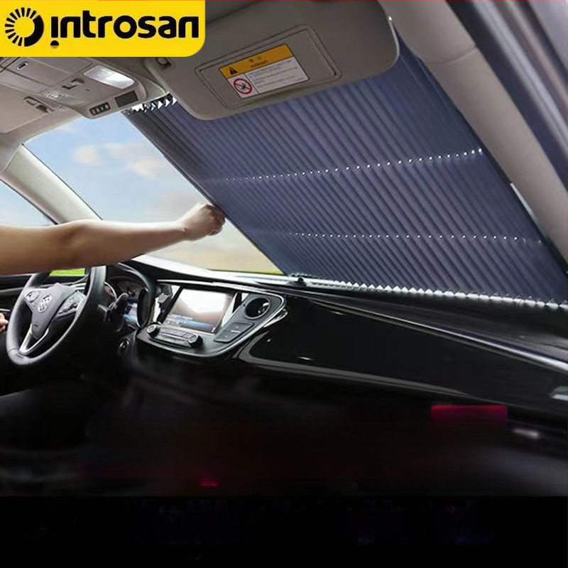 Automobilio priekinio stiklo saulės skydelis, teleskopinis, automatinis, aliuminio folija, tvirtinimas siurbtukais, universalus