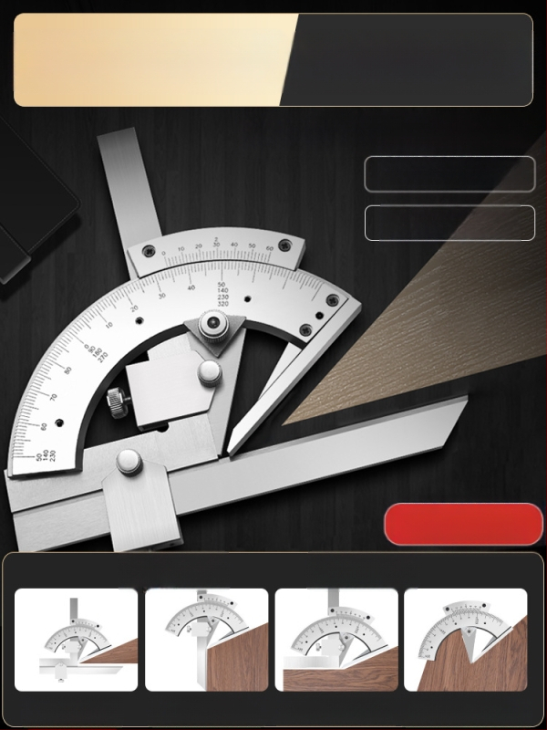 Ηλεκτρονικός ψηφιακός χάρακας γωνίας με οθόνη — υψηλής ακρίβειας, 360° πολυλειτουργικός χάρακας από ανοξείδωτο ατσάλι