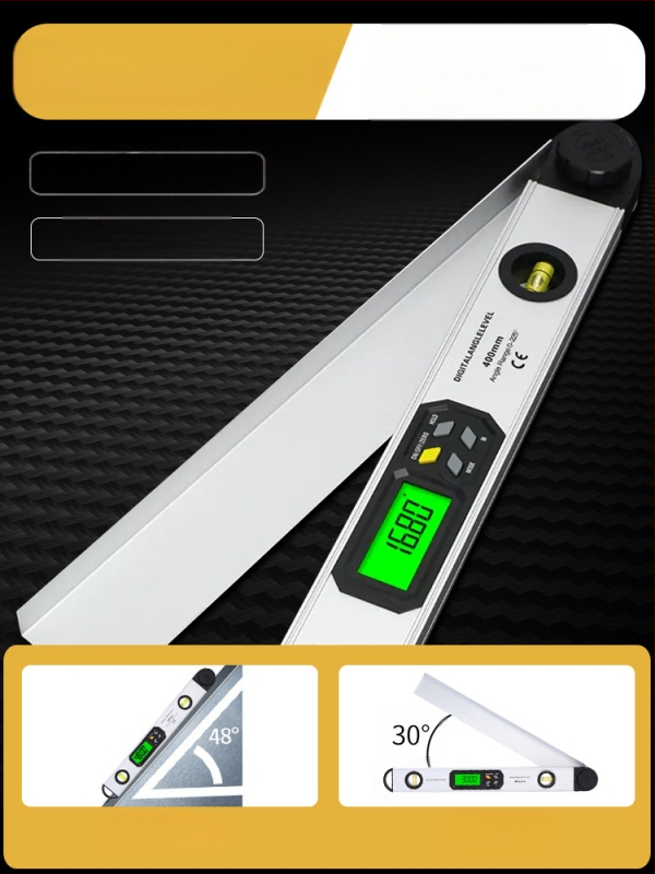 Ηλεκτρονικός ψηφιακός χάρακας γωνίας με οθόνη — υψηλής ακρίβειας, 360° πολυλειτουργικός χάρακας από ανοξείδωτο ατσάλι