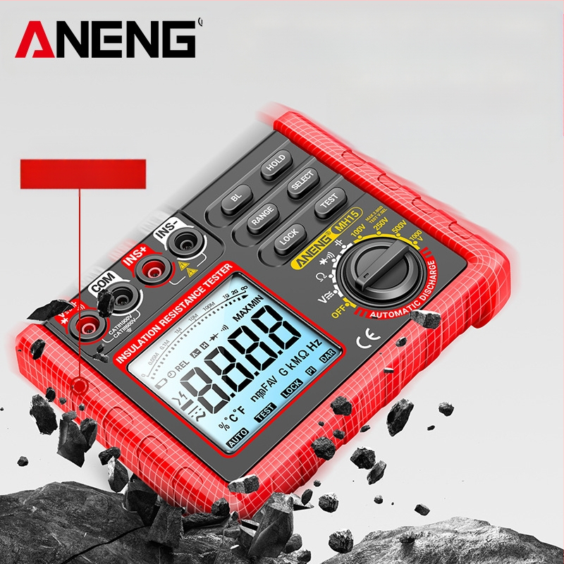 ANENG ευφυής μετρητής αντίστασης μόνωσης, 500V/1000V υψηλής τάσης, ψηφιακό megohmmeter