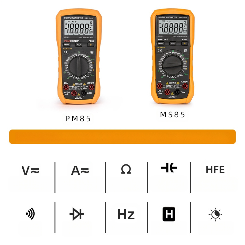 PEAKMETER MS85 didelio tikslumo 4½-skaitmenų skaitmeninis multimetras elektrikams, CE sertifikuotas