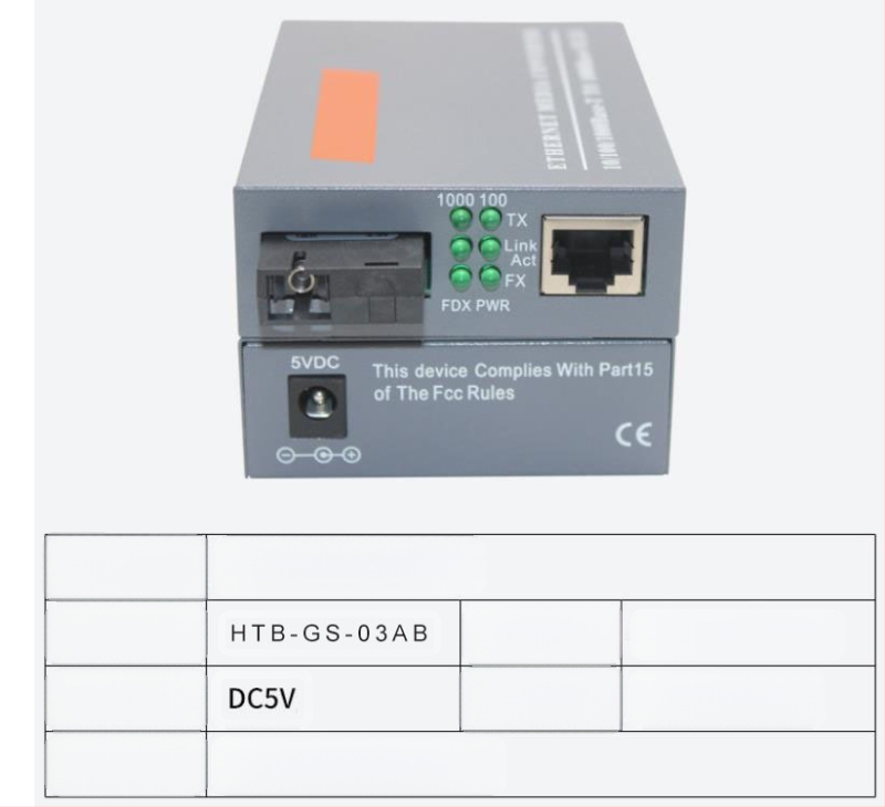 HTB-3100 Фиброоптичен трансивър — 100 Mbps, моно-режимен, едно влакно, GS-03/SFP, 4100