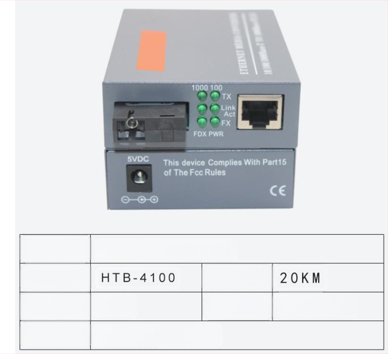 HTB-3100 Фиброоптичен трансивър — 100 Mbps, моно-режимен, едно влакно, GS-03/SFP, 4100