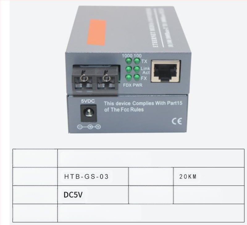 HTB-3100 Фиброоптичен трансивър — 100 Mbps, моно-режимен, едно влакно, GS-03/SFP, 4100