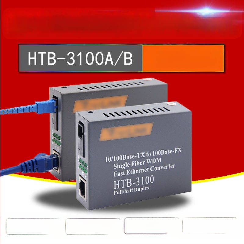 HTB-3100 Фиброоптичен трансивър — 100 Mbps, моно-режимен, едно влакно, GS-03/SFP, 4100