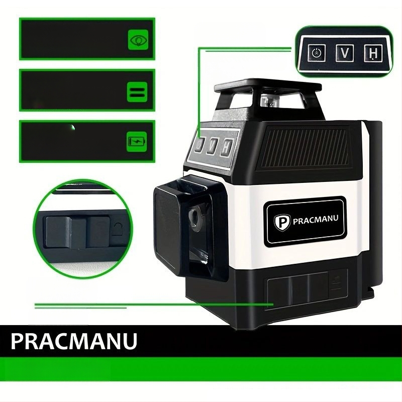 Ротационен лазерен нивелир с автоматично нивелиране и висока прецизност (520 nm лазер, обхват 25 м, проекция 360°)