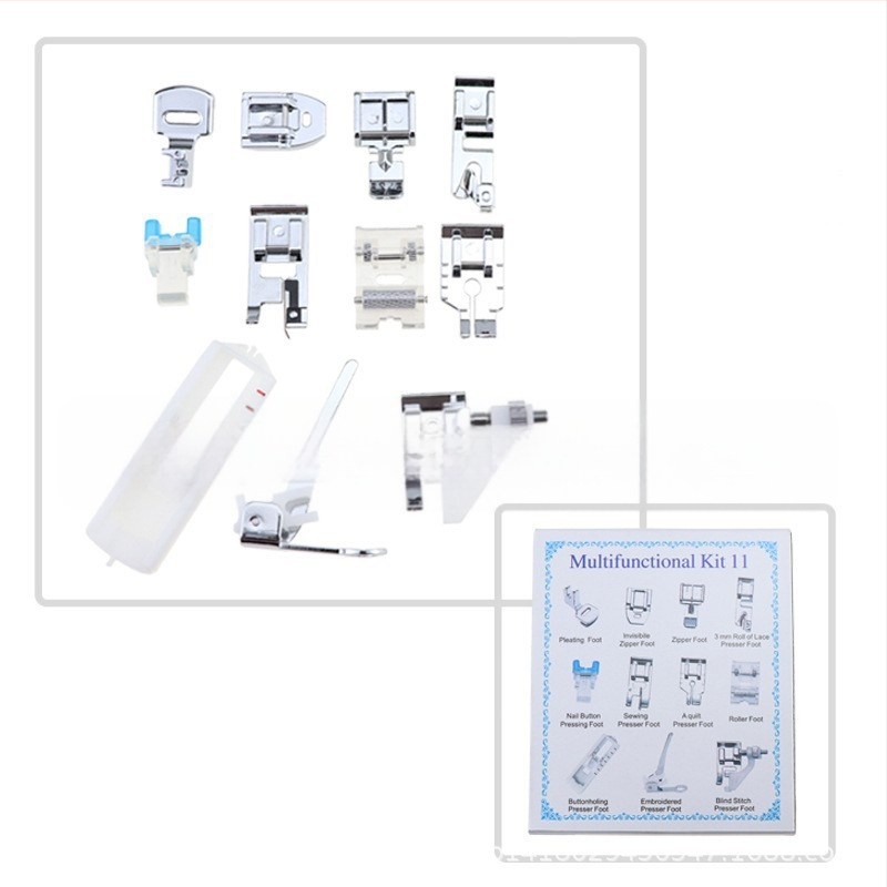 Set stopica za šivaću mašinu, 11 komada, model 505A, stopica za nevidljivi zatvarač, overlock stopica, za kućnu upotrebu, YOKOYAMA