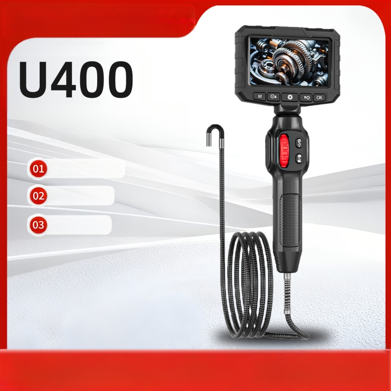 Endoskops ar iebūvētu displeju, 360° artikulējoša zonde automobiļu pārbaudēm, HD 2 MP kamera, IP67 ūdensizturīgs, darba garums 1000 mm, LED apgaismojums