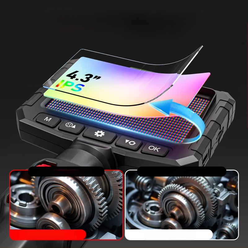 Endoskop s integriranim zaslonom, 360° artikulirajuća sonda za automobilske inspekcije, HD kamera 2 MP, IP67 vodootporan, radna duljina 1000 mm, LED osvjetljenje