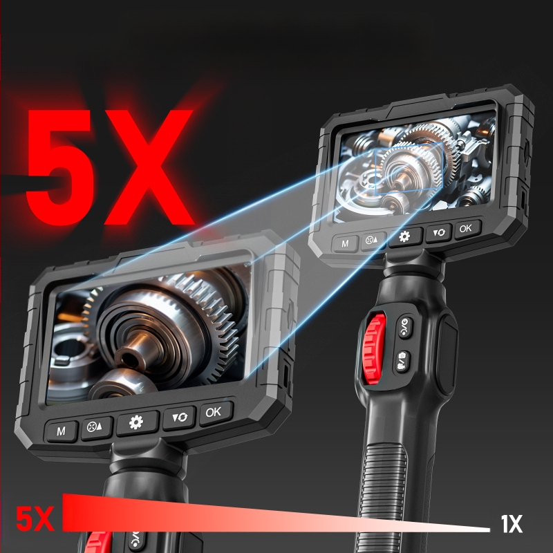 Endoskop s integriranim zaslonom, 360° artikulirajuća sonda za automobilske inspekcije, HD kamera 2 MP, IP67 vodootporan, radna duljina 1000 mm, LED osvjetljenje