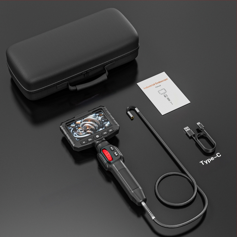 Endoskop s integriranim zaslonom, 360° artikulirajuća sonda za automobilske inspekcije, HD kamera 2 MP, IP67 vodootporan, radna duljina 1000 mm, LED osvjetljenje