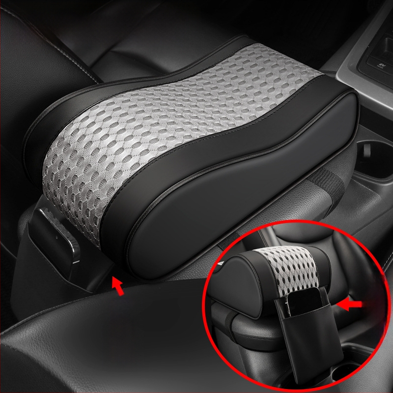 Tengli кожено-мрежест подлакътник за кола с паметна пяна, височинно повишаващ централния подлакътник