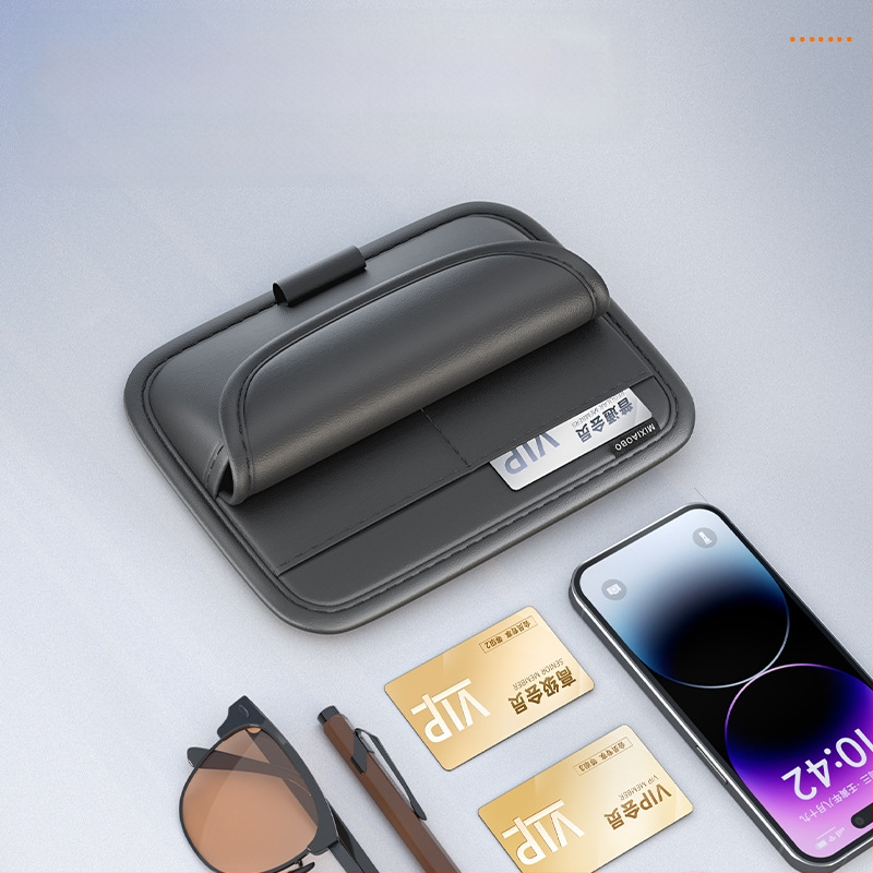 Οργανωτής αποθήκευσης για την ηλιοπροστασία αυτοκινήτου με θήκη γυαλιών και καρτών – PU δέρμα, καθολική εφαρμογή, 3–5 έτη ζωής