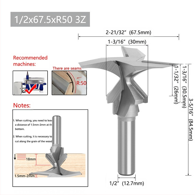 Φρεζα ξύλου με ενσωματωμένο κυκλικό τόξο, εργαλείο μορφοποίησης R30, βιομηχανικής ποιότητας, για ξύλινες πόρτες και ντουλάπες τοίχου