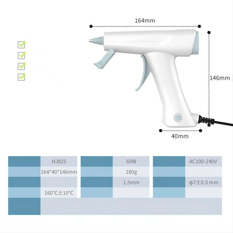 Пистолет за лепило 60W за домашна употреба – подходящ за изработване на бижута; регулиране на времето за изпускане: 1; честота на изпускане: 50–60 Hz; Марка Beautiful