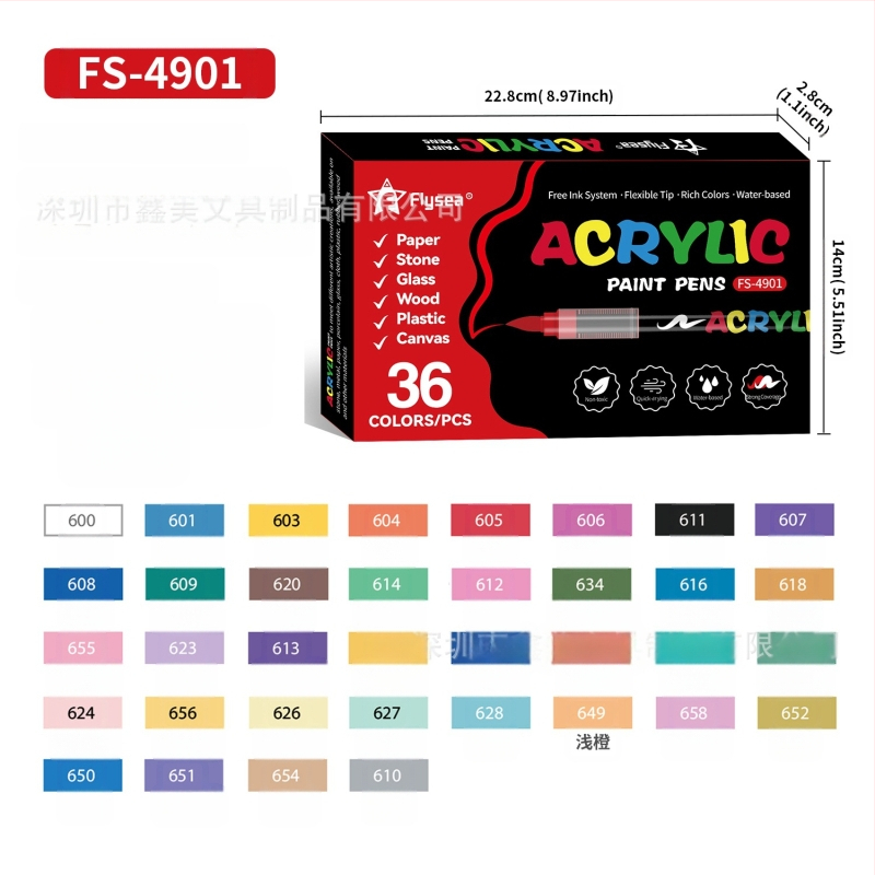 Flysea akrila marķieris, sajaukta krāsa, OEM zīmols, neitrāls dizains
