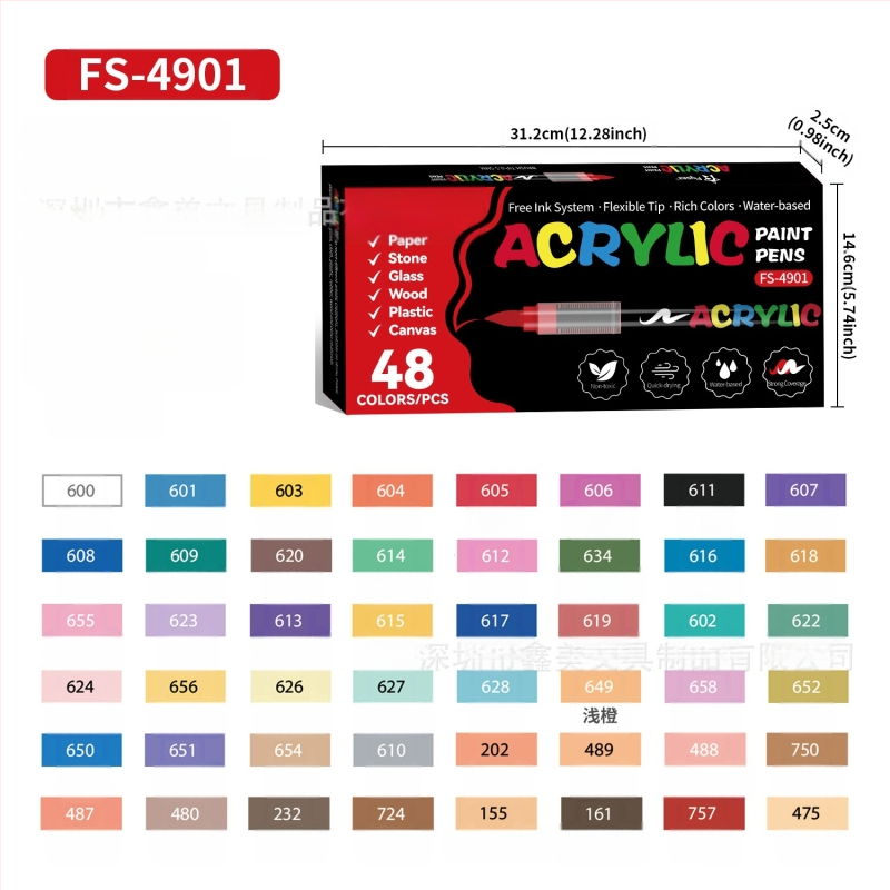 Flysea akrila marķieris, sajaukta krāsa, OEM zīmols, neitrāls dizains