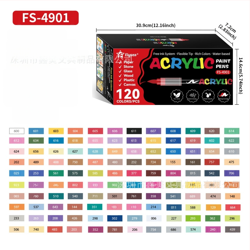 Flysea akrila marķieris, sajaukta krāsa, OEM zīmols, neitrāls dizains