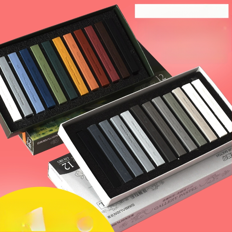 SIMBALION Lion SP-12S minkštos pastelės lazdelės eskizams ir piešiniams, skirtos meno mokiniams