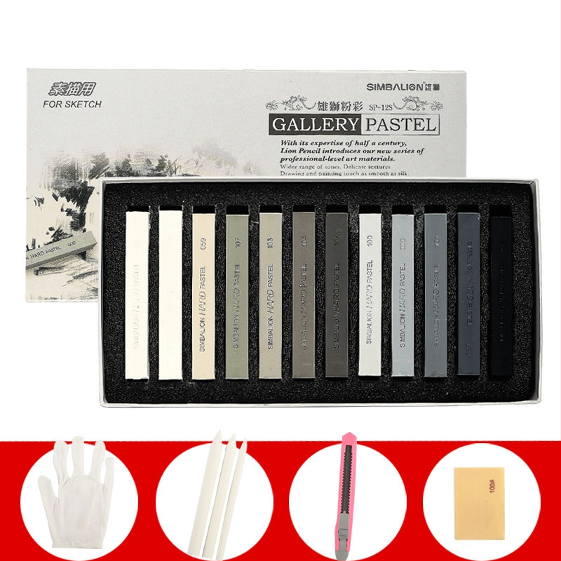SIMBALION Lion SP-12S minkštos pastelės lazdelės eskizams ir piešiniams, skirtos meno mokiniams