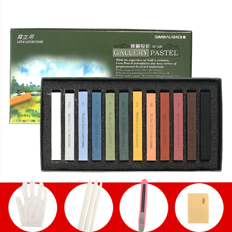 SIMBALION Lion SP-12S minkštos pastelės lazdelės eskizams ir piešiniams, skirtos meno mokiniams