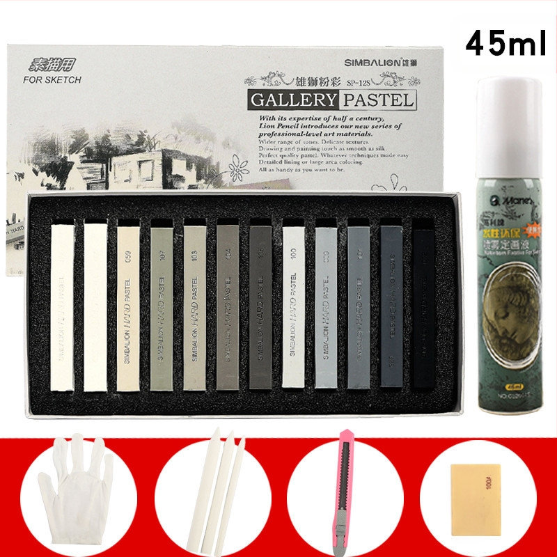 SIMBALION Lion SP-12S minkštos pastelės lazdelės eskizams ir piešiniams, skirtos meno mokiniams