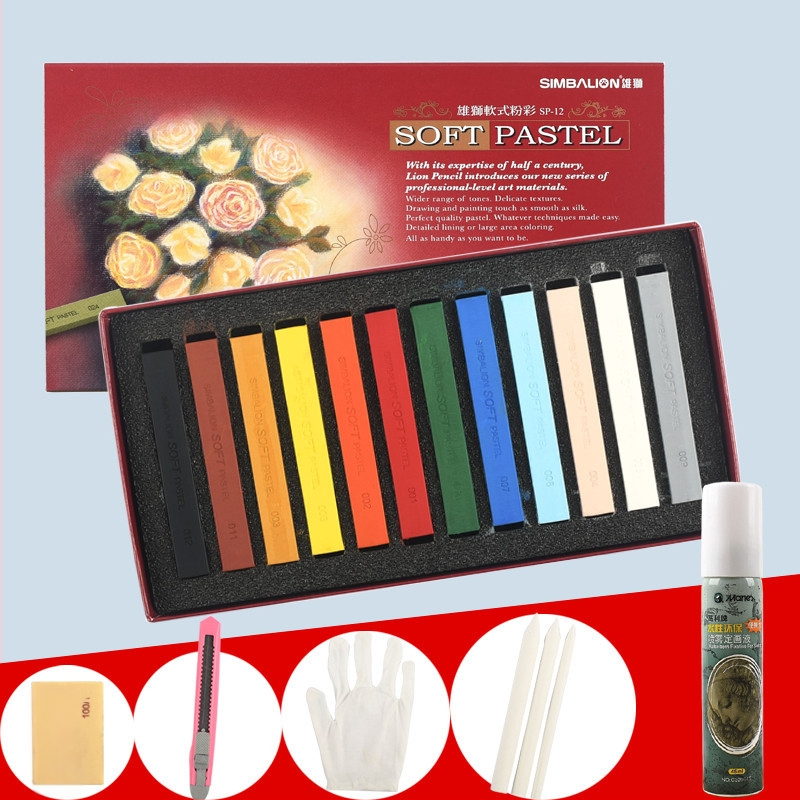 SIMBALION Lion SP-12S minkštos pastelės lazdelės eskizams ir piešiniams, skirtos meno mokiniams