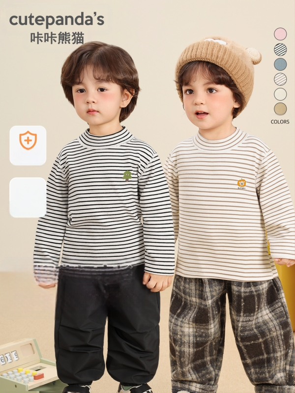 Детска тениска с дълги ръкави и кръгла яка, памучна смес 95% памук, антибактериална, анимационен принт, зимно облекло за деца на 1–3 години