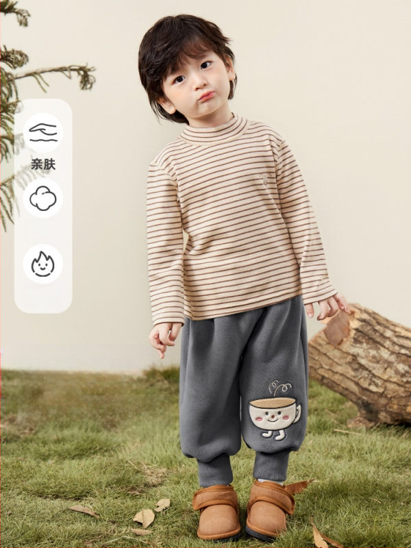 Детска тениска с дълги ръкави и кръгла яка, памучна смес 95% памук, антибактериална, анимационен принт, зимно облекло за деца на 1–3 години