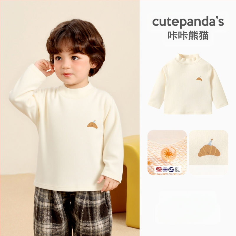 Детска тениска с дълги ръкави и кръгла яка, памучна смес 95% памук, антибактериална, анимационен принт, зимно облекло за деца на 1–3 години