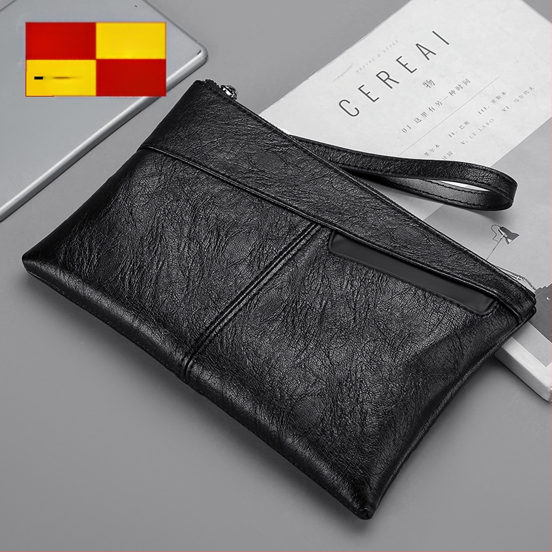 Ανδρικός φάκελος κλατς από PU δέρμα, αδιάβροχος, μεγάλος χώρος, χωράει tablet, αστικό στυλ