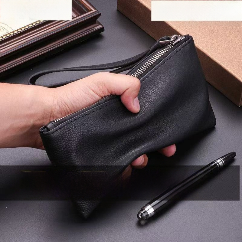 Vīriešu kluč soma no īstas ādas, pirmā slāņa teļa āda, biznesa pārvadāšanai, zādzību aizsardzība un nodiluma izturība.