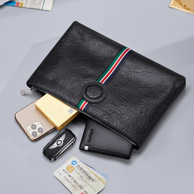 Vīriešu klučs no īstas ādas, augšējā slāņa govs āda, ūdensizturīgs, ģeometrisks raksts, biznesa ceļojumiem