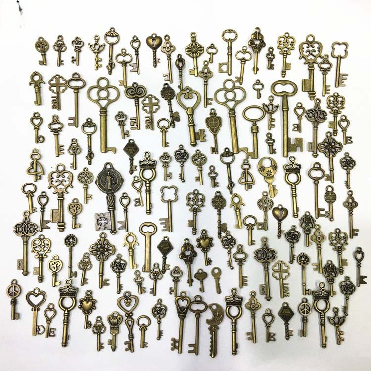 125 komada miješane legure vintage ključ DIY privjesak, dodatak za nakit, 170 g po vrećici
