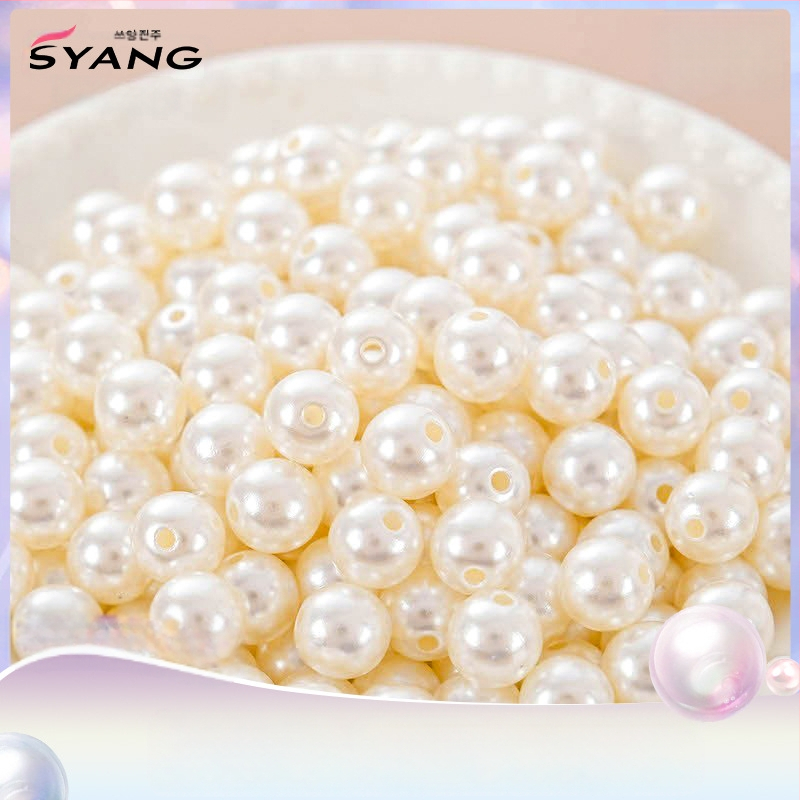 ABS имитационни перлени мъниста за облекло, мъниста с права дупка, DIY аксесоари за гривни и колие, повърхност с печена боя
