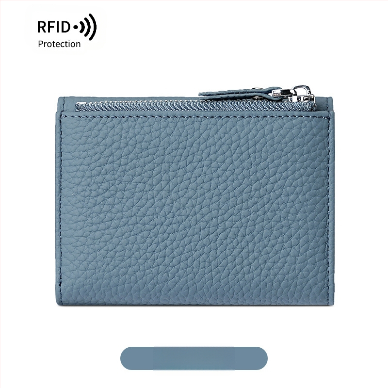 Kortelių dėklas iš tikros odos su užtrauktuku, ultra plonas, unisex, pirmosios karvės odos sluoksnis, pamušalas poliesteris