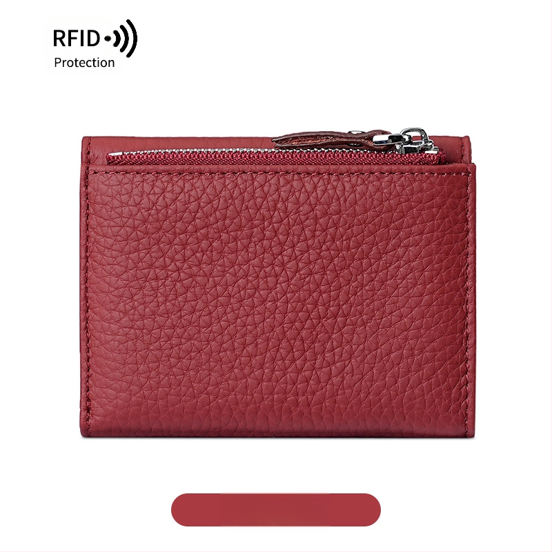 Kortelių dėklas iš tikros odos su užtrauktuku, ultra plonas, unisex, pirmosios karvės odos sluoksnis, pamušalas poliesteris