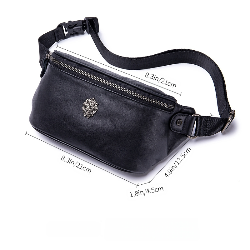 Pánska bedrová taška z pravej kože – prvá vrstva hovädzej kože, priedušná podšívka z polyesteru, crossbody