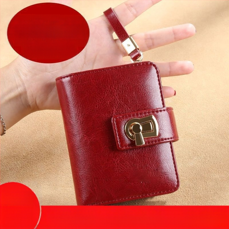 Moteriška piniginė trumpu stiliumi, PU oda, daug kortelių skyrių, monetų kišenė, didelis talpa, Korėjos stiliaus dizainas