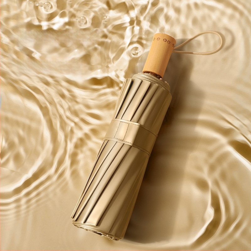 Trys dalių skėtis su 16 ribų, medinė rankenėlė, 210T audinys, UPF >50, rankinis atidarymas, japoniško retro stiliaus