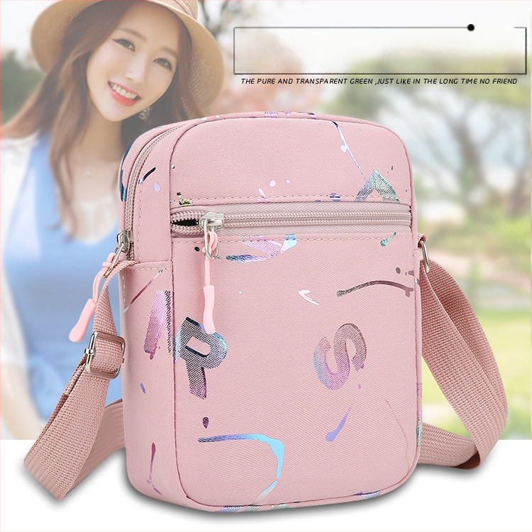 Juanjuan Дамска найлонова кръстосана през рамо чанта, вертикално квадратна форма, с цип и полиестерна подплата