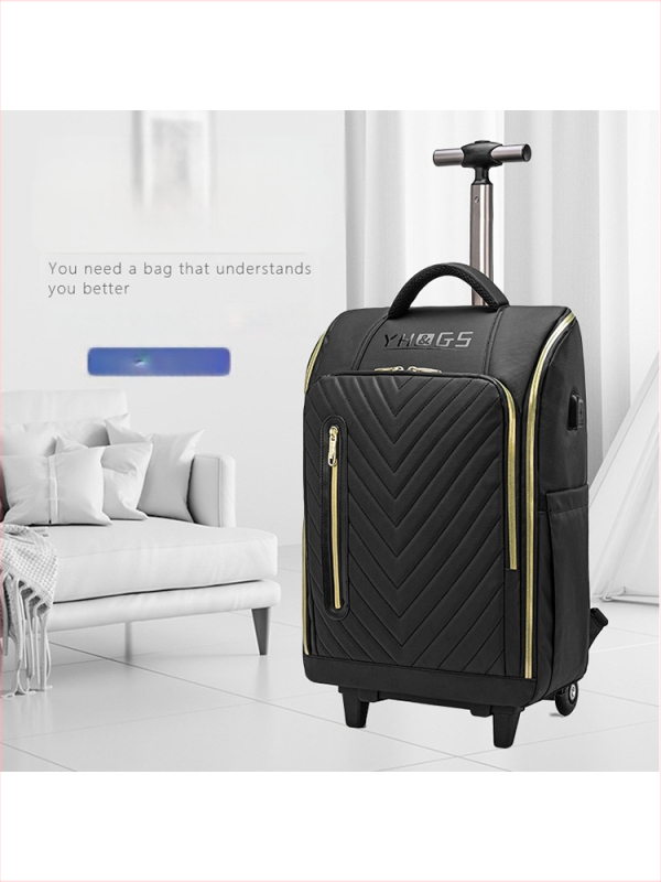 Rucsac de călătorie cu roți universale, din poliester, închidere cu fermoar, greutate 2,5 kg