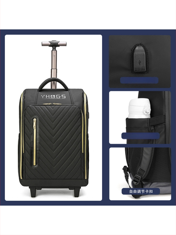 Rucsac de călătorie cu roți universale, din poliester, închidere cu fermoar, greutate 2,5 kg