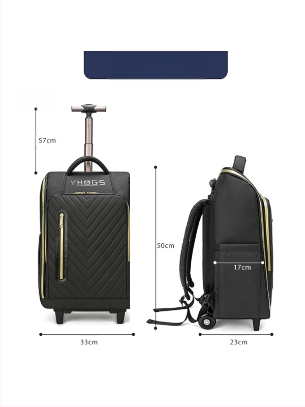 Rucsac de călătorie cu roți universale, din poliester, închidere cu fermoar, greutate 2,5 kg