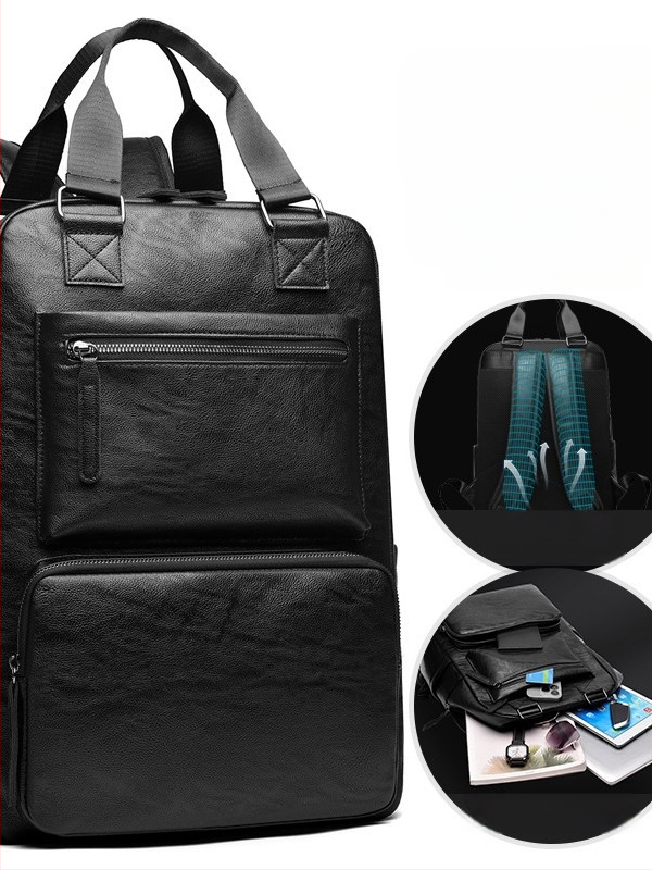 Férfi PU hátizsák üzleti utazásokhoz, 36–55L kapacitás, terheléscsökkentés, görbült vállpántok