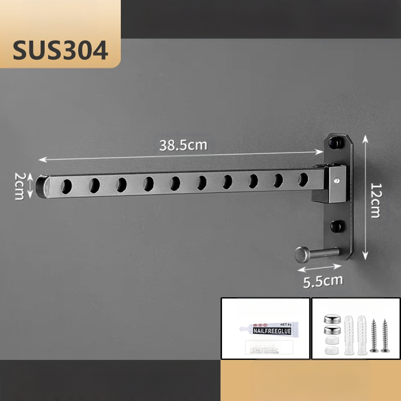 Nerūdijančio plieno drabužių pakabiklis – sulankstomas, fiksuotos džiovinimo stovas, vieno strypo tipo