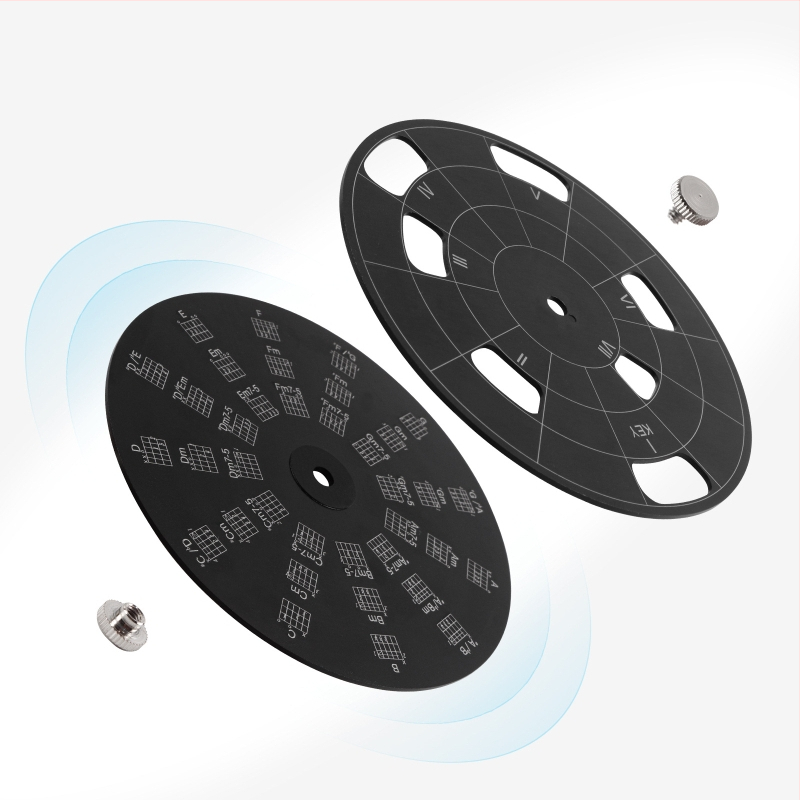 Plagát teórie hudby pre gitaru s kruhom kvint, akordy a notový zápis; hliníková zliatina, model RMT-A, Rockhouse, balenie látková taška + papierová krabička