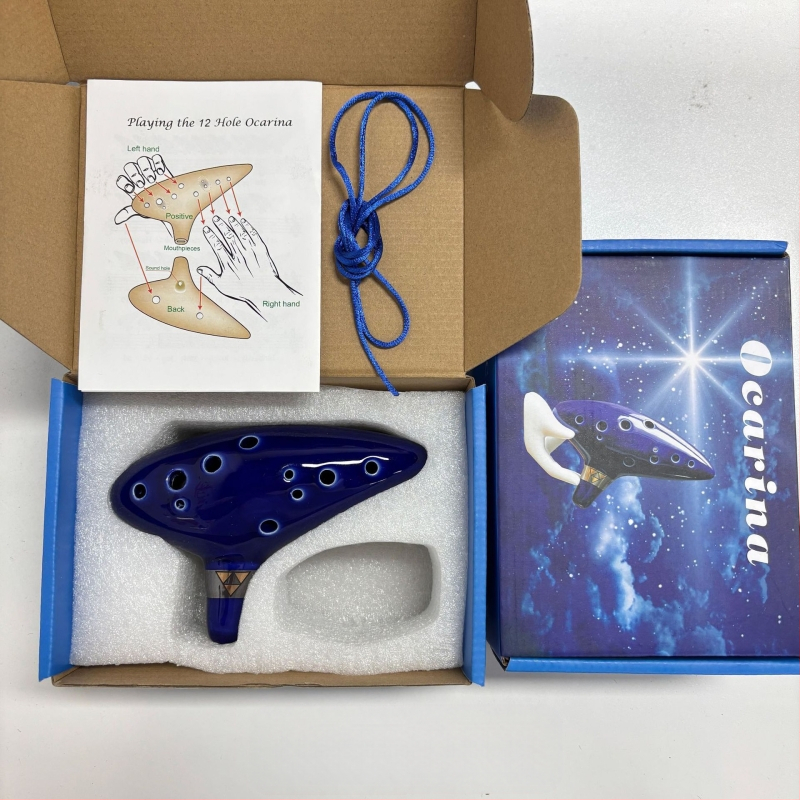 Κεραμική οκαρίνα με 12 τρύπες σε τονικότητα C, γυαλισμένο πορσελάνι, διακόσμηση με θερμή σφράγιση, σχέδιο κινεζικού στυλ