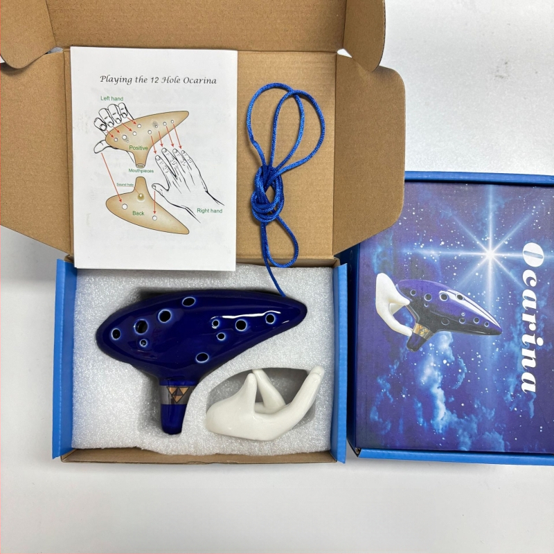 Κεραμική οκαρίνα με 12 τρύπες σε τονικότητα C, γυαλισμένο πορσελάνι, διακόσμηση με θερμή σφράγιση, σχέδιο κινεζικού στυλ